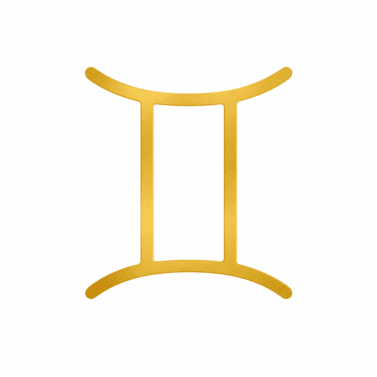 Gold Gemini zodiac sign glyph representing communication, curiosity, and flexible expression in Your Zodiacal Configuration