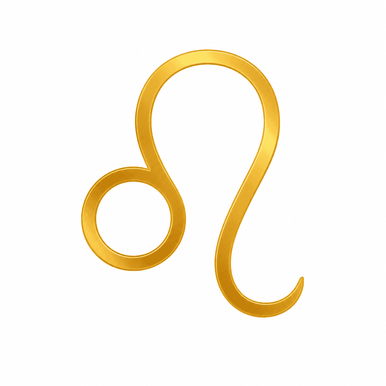 Gold Leo zodiac sign glyph representing creativity, confidence, and expressive presence in Your Zodiacal Configuration