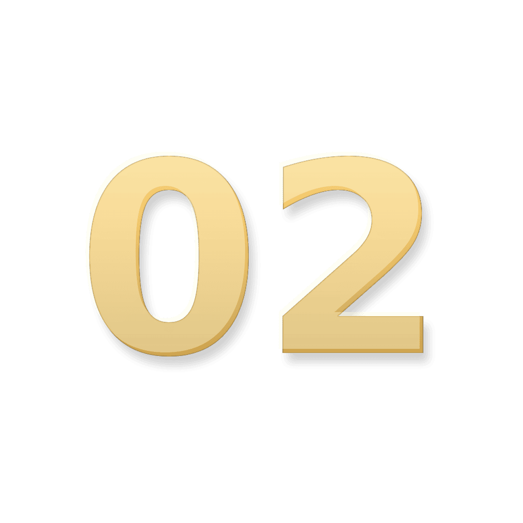 Gold 02 number marker representing the Second House and resource themes in Your Zodiacal Configuration.