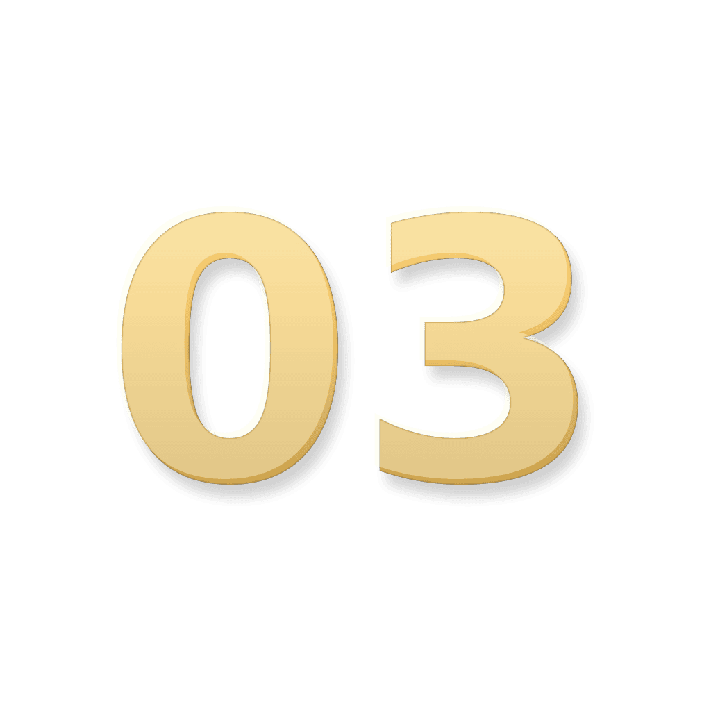 Gold 03 number marker representing the Third House and communication themes in Your Zodiacal Configuration.
