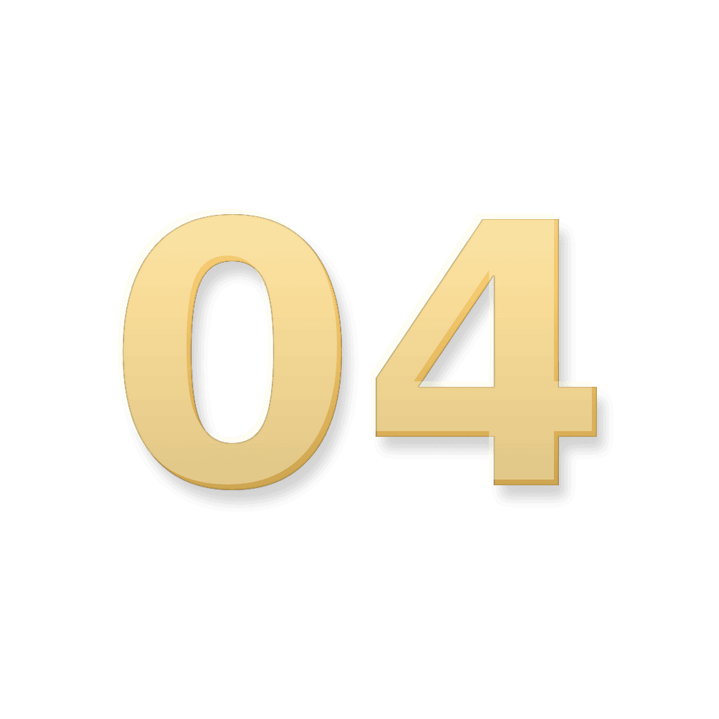Gold 04 number marker representing the Fourth House and home themes in Your Zodiacal Configuration.