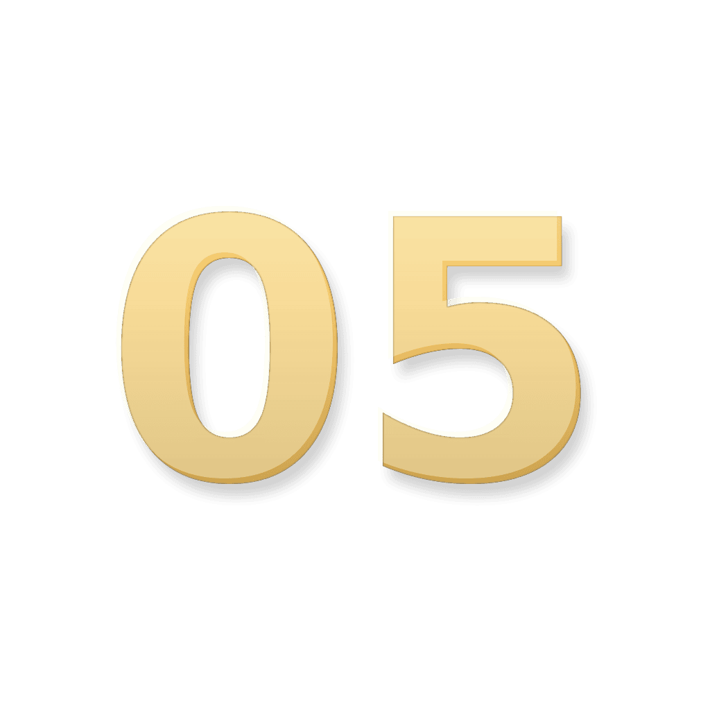 Gold 05 number marker representing the Fifth House and creative expression themes in Your Zodiacal Configuration.