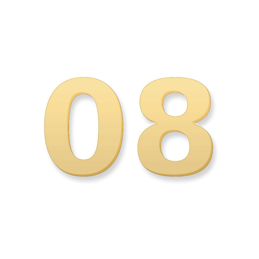 Gold 08 number marker representing the Eighth House and shared transformation themes in Your Zodiacal Configuration.